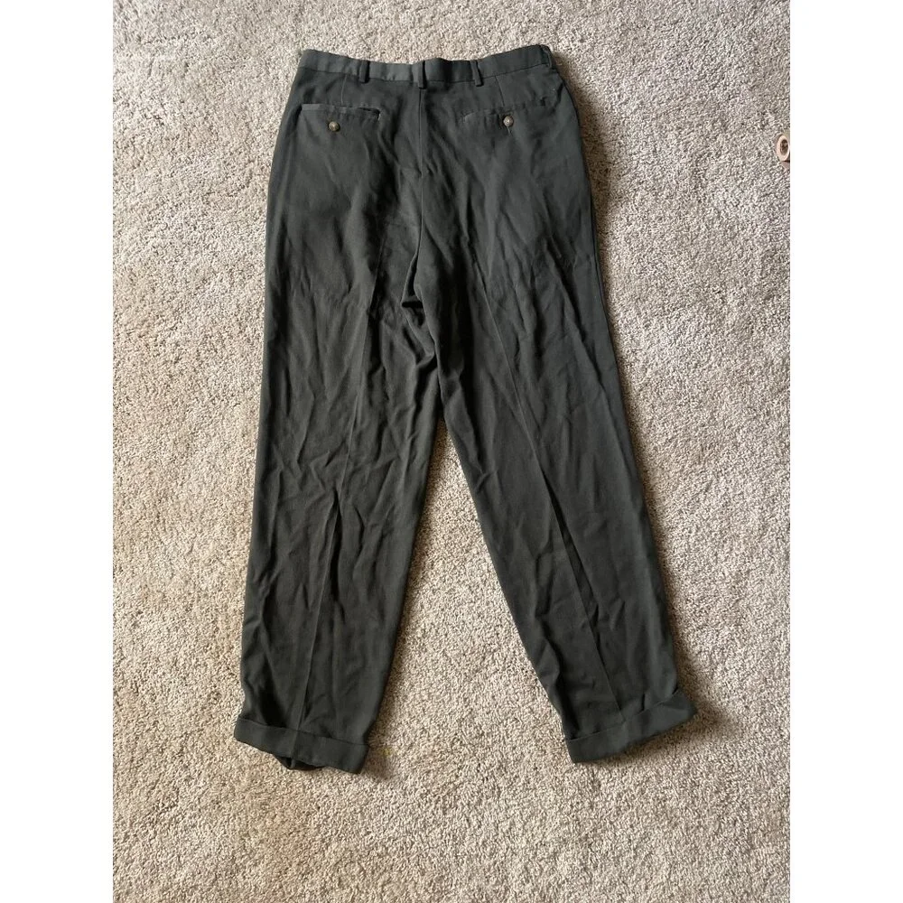 Vintage Bill Blass‎ Men's Pleated Balloon Slacks Lightwear Tencel Classy Green